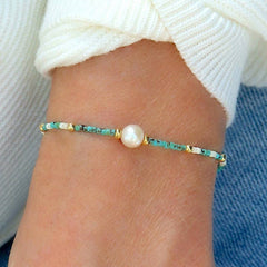 Zebra Camouflage Rice Pearl Single Pearl Bracelet_Cwmm3865