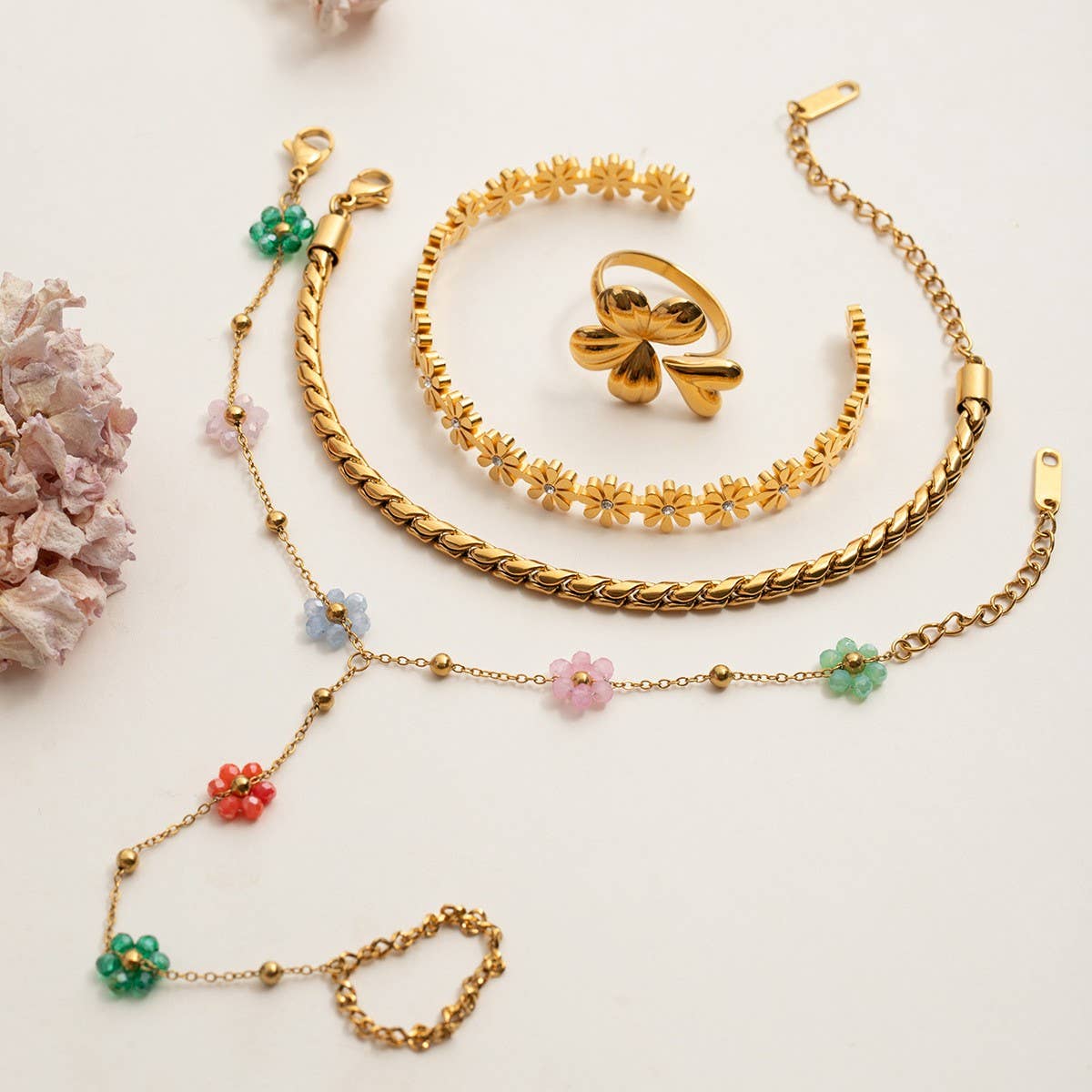 18K GOLD BEACH BRACELET RING NO FADE STEEL_CWAJE4665