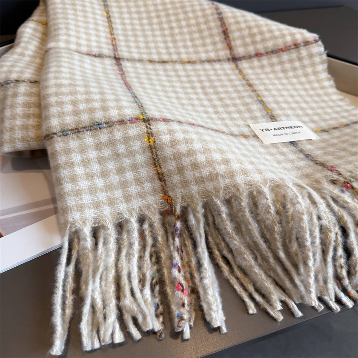 Houndstooth Pattern Winter Warm Cashmere Scarf_Cwasc03266