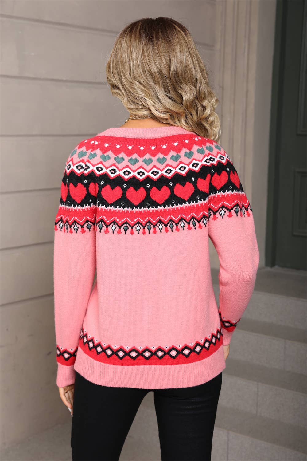 Valentines Day Ethnic-Style Jacquard Sweater
