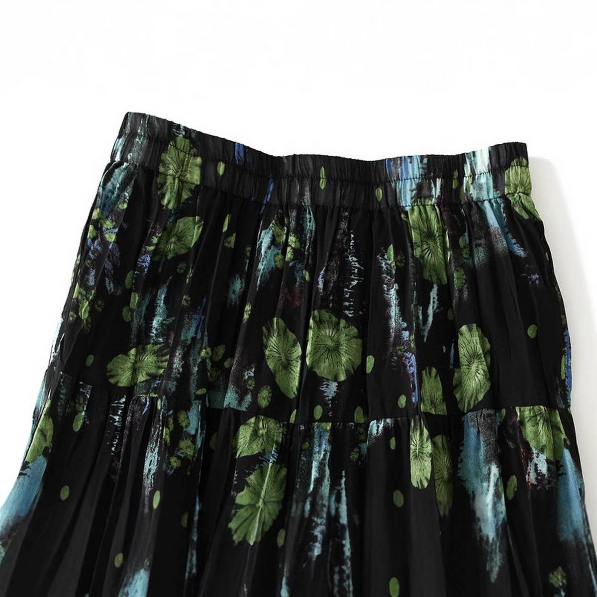 Vintage Floral High-Waist A-Line Flared Skirt_Cwbms0357