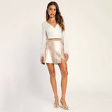 SOLID COLOR SATIN SLIT SKIRT SEXY A LINE MINISKIRT_CWBSS0375