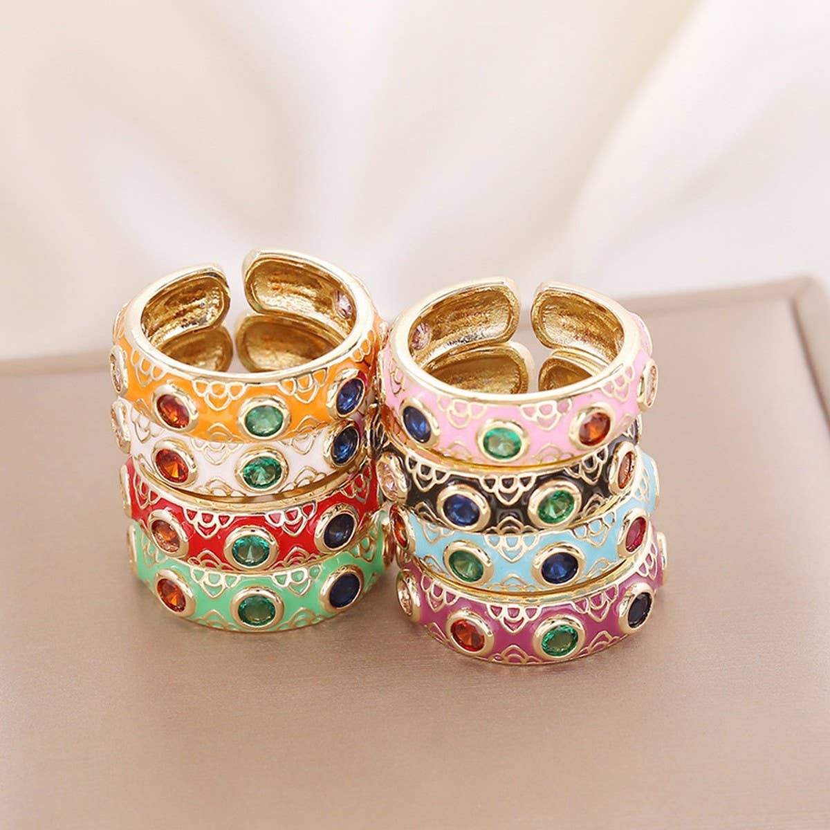 MULTICOLOR OIL DRIP OPEN PERSONALITY HIP HOP RING_CWAJE1743