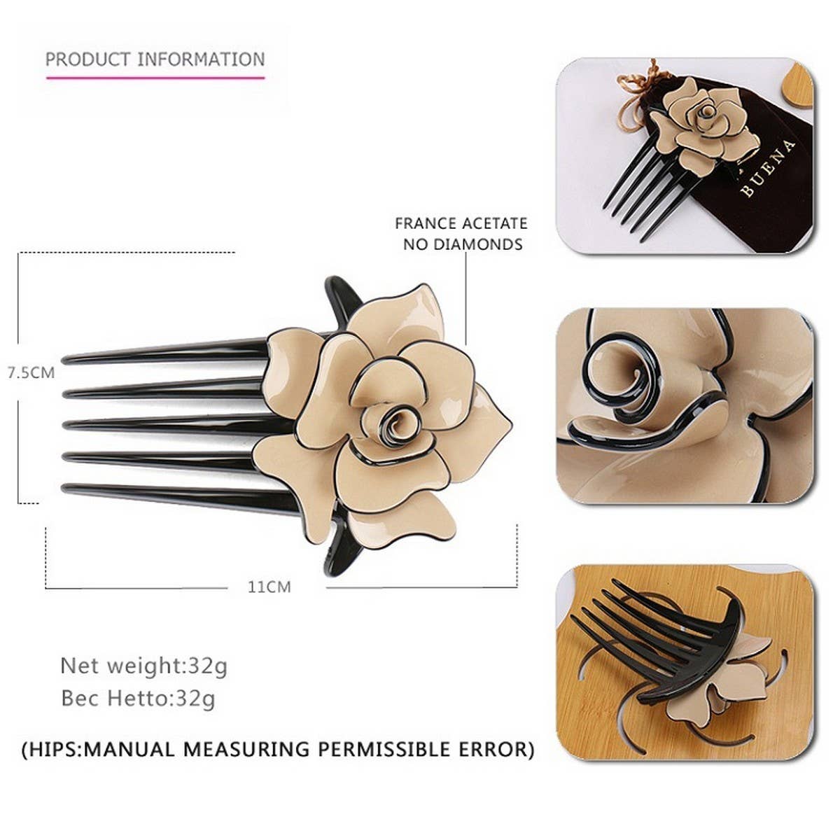 ACRYLIC HAIR ACCESSORIES MULTI TOOTH COMB HAIRPIN_CWAHA4200