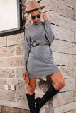 Solid Color Knit Half Turtleneck Dress