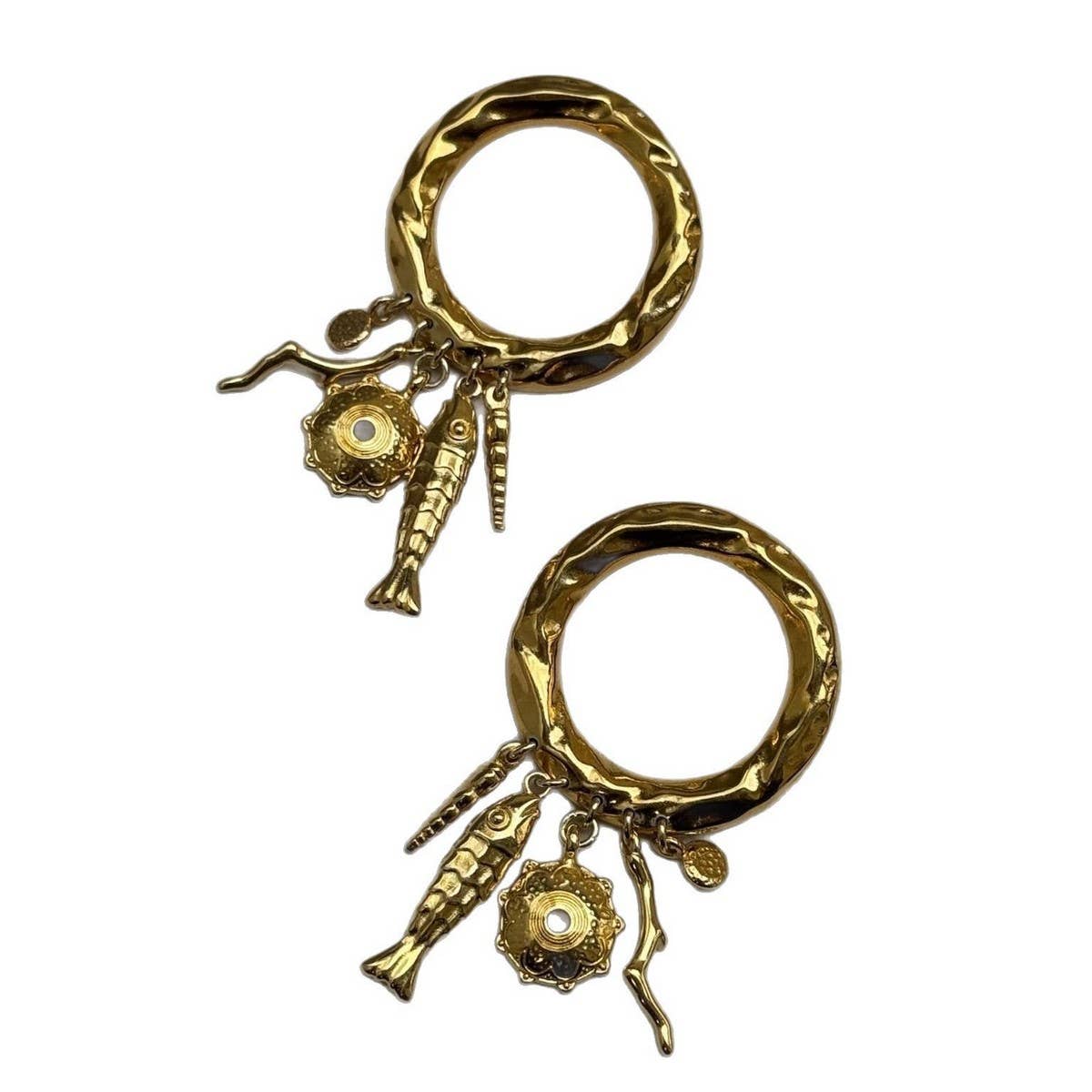 STAINLESS STEEL VINTAGE GOLD LARGE HOOP EARRINGS_CWAJE5122