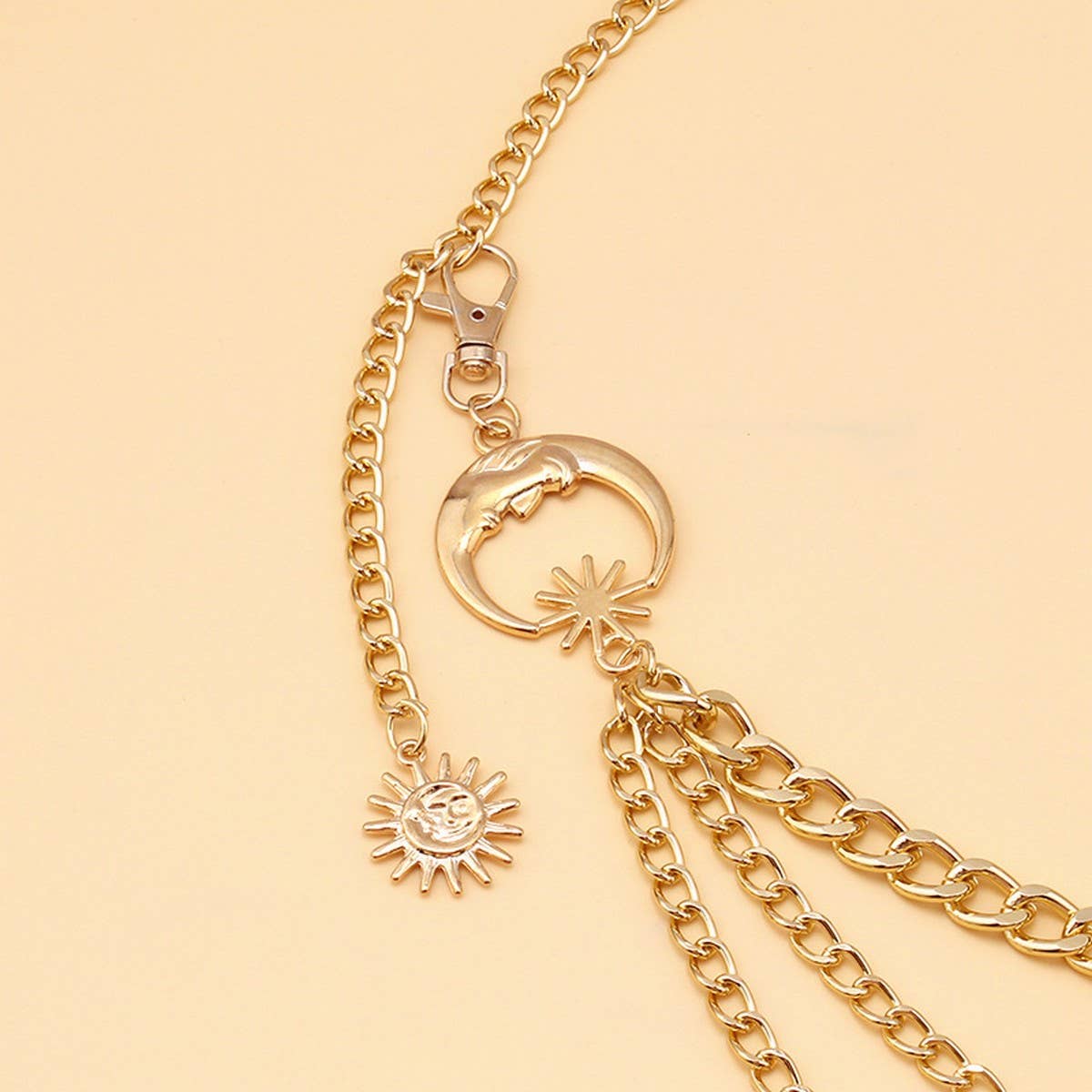 HIP HOP PUNK STYLE MOON MULTI LAYER BODY CHAIN_CWMM0656