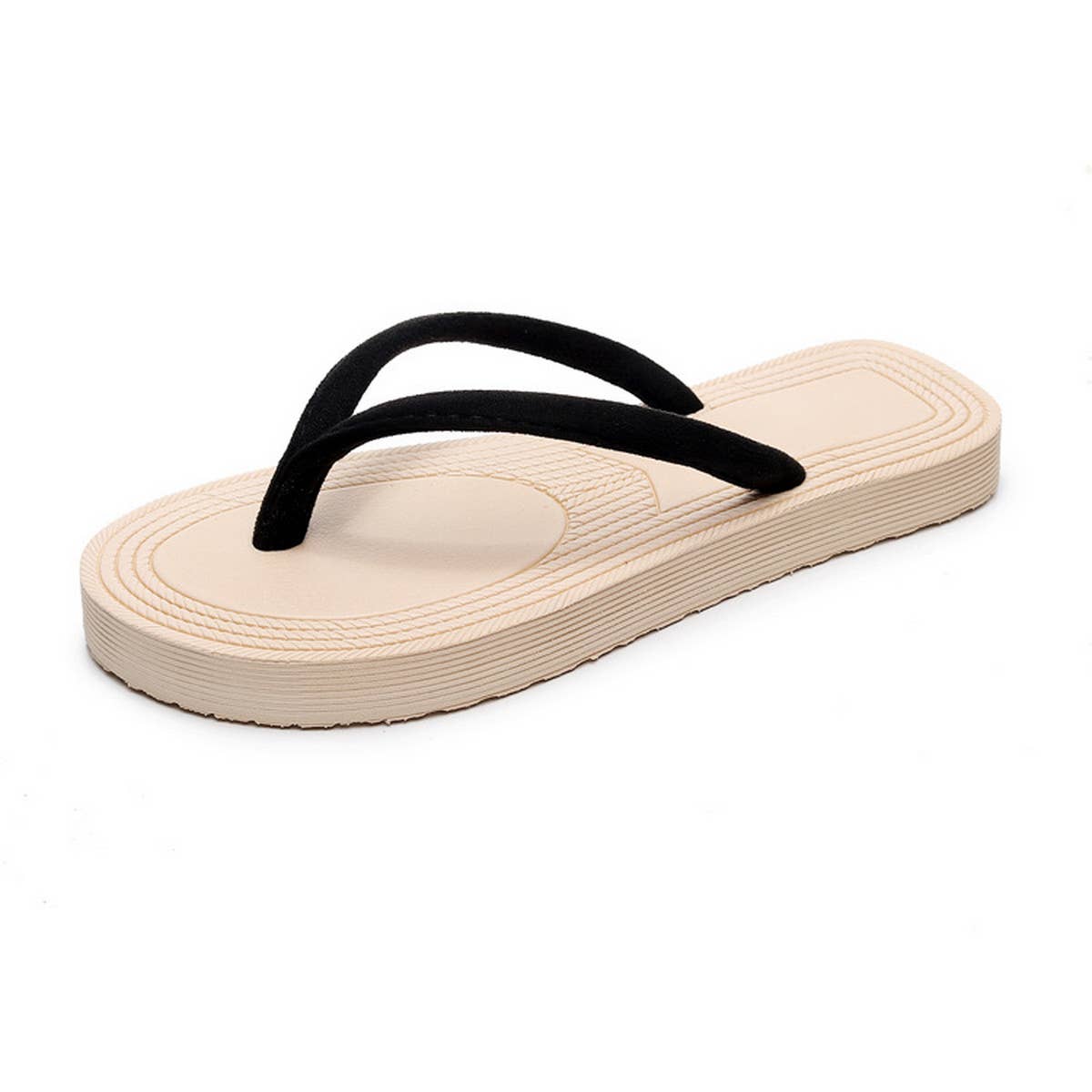 CASUAL EMBOSSED FLAT HEEL THONG SANDALS_CWSHS0719
