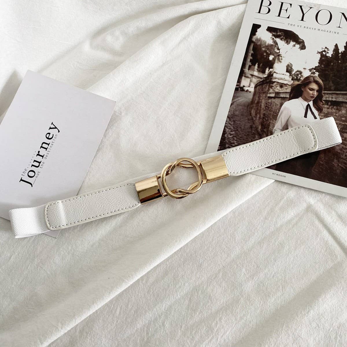 DOUBLE BUCKLE ELASTIC FASHIONABLE WAIST BELT_CWABE0652