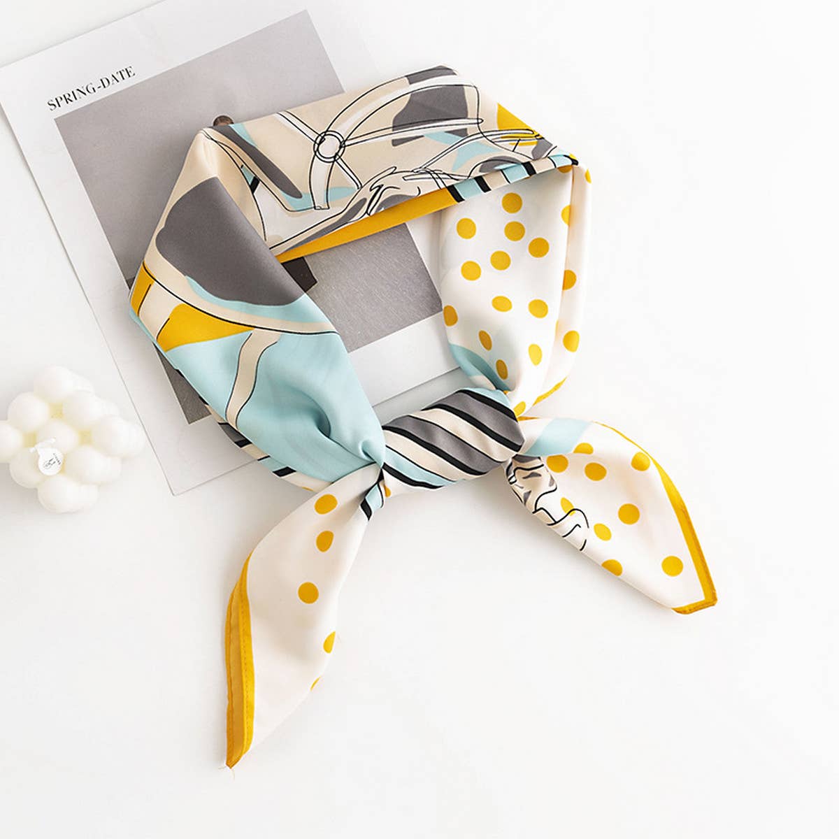 Vintage Circle Print Square Scarf