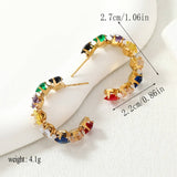 LIGHT LUXURY C SHAPED DIAMOND EARRINGS_CWMM3668