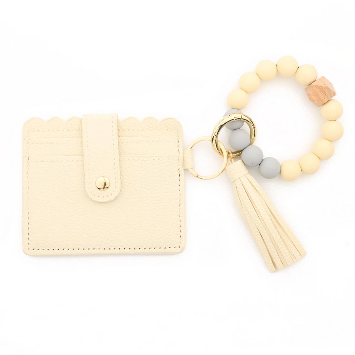 SILICONE BEAD BRACELET CARD BAG TASSEL KEYCHAIN_CWAJE0656