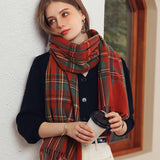 PLAID WINTER SCARF FOR WOMEN WITH TASSELS WARM_CWASC0186