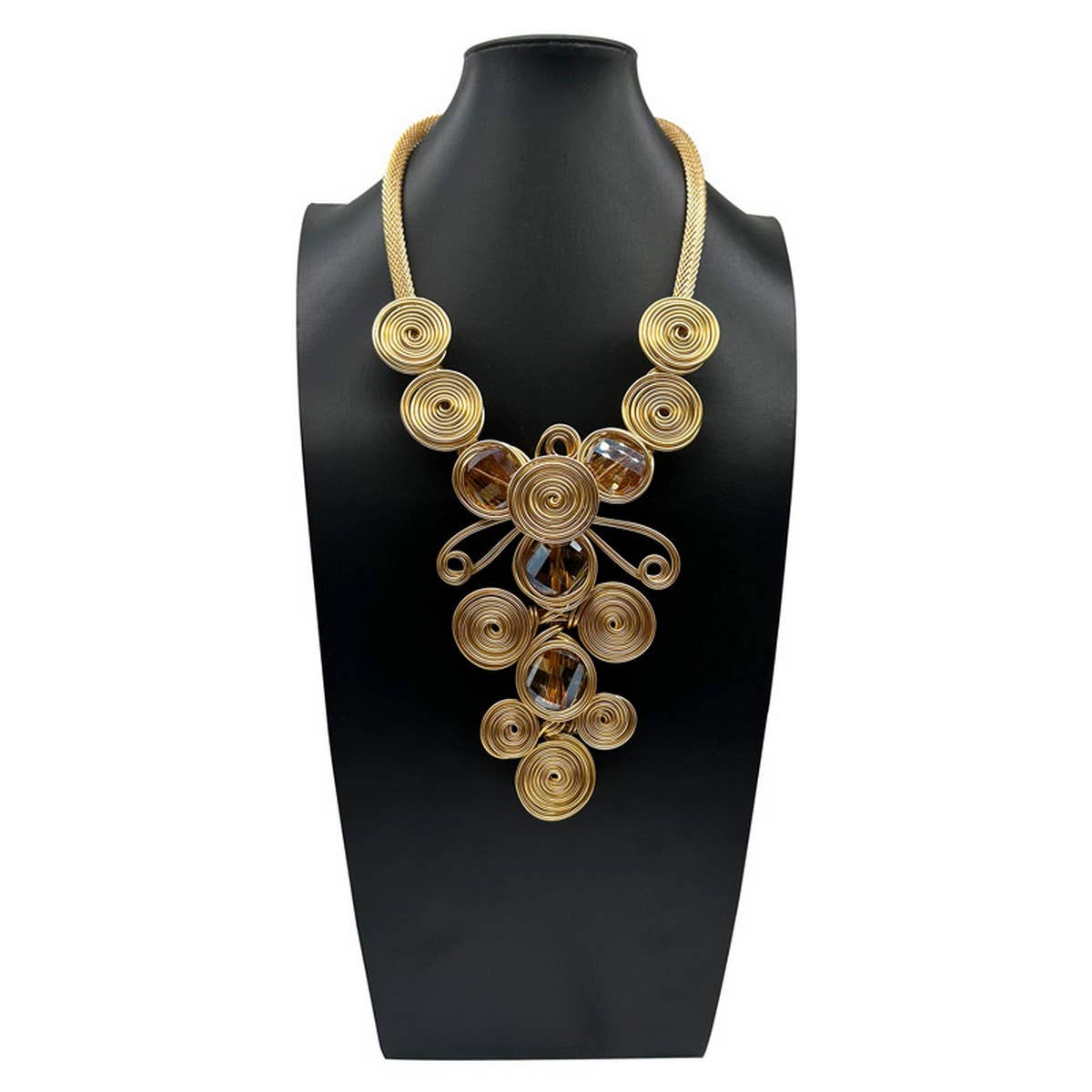 CRYSTAL ALUMINUM WIRE BRAIDED NECKLACE EARRING SET_CWMM4958