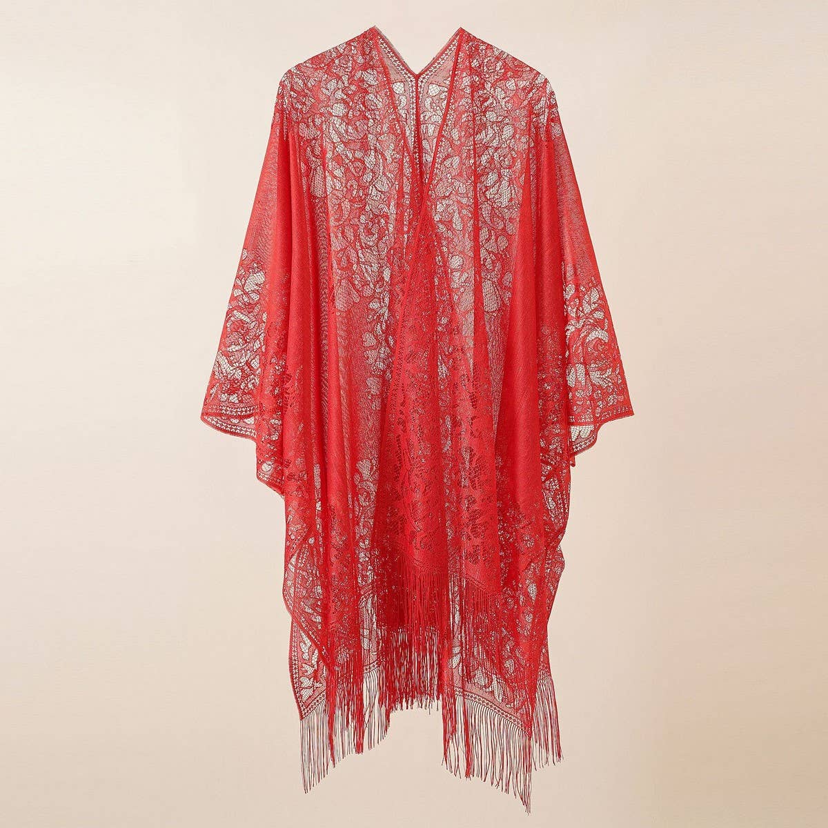 TASSEL LACE FRONT OPEN KIMONO FOR SUMMER WOMENS_CWASC0802