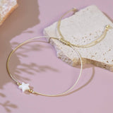 IRON GALLSTONE SHELL CROSS HAND BEADED BRACELET_CWMM3863