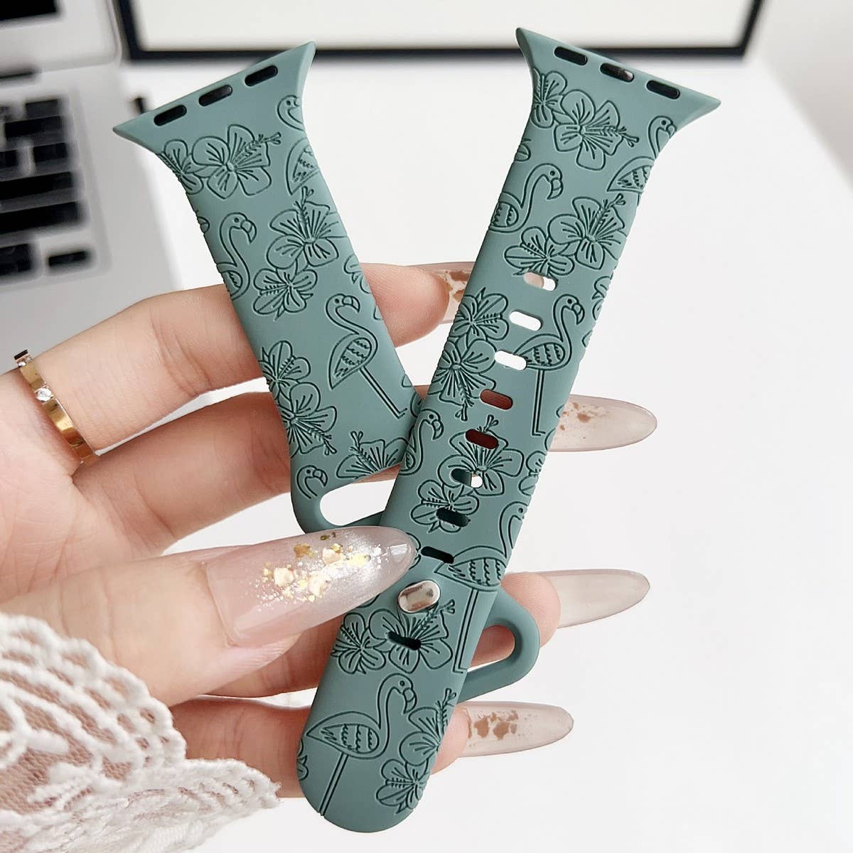 APPLE WATCH ULTRAS9S8 ENGRAVED FLAMINGO STRAP_CWWW0057