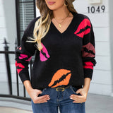 Valentines Day Sweater V-Neck Knit Jumper