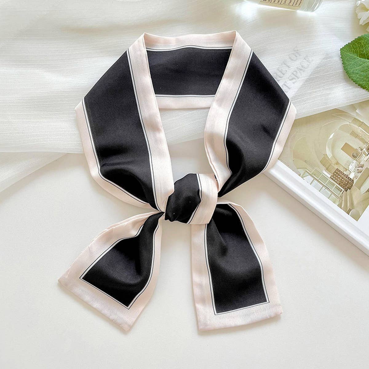 LONG THIN RIBBON SCARF PONYTAIL NECK OR PURSE_CWASC0726