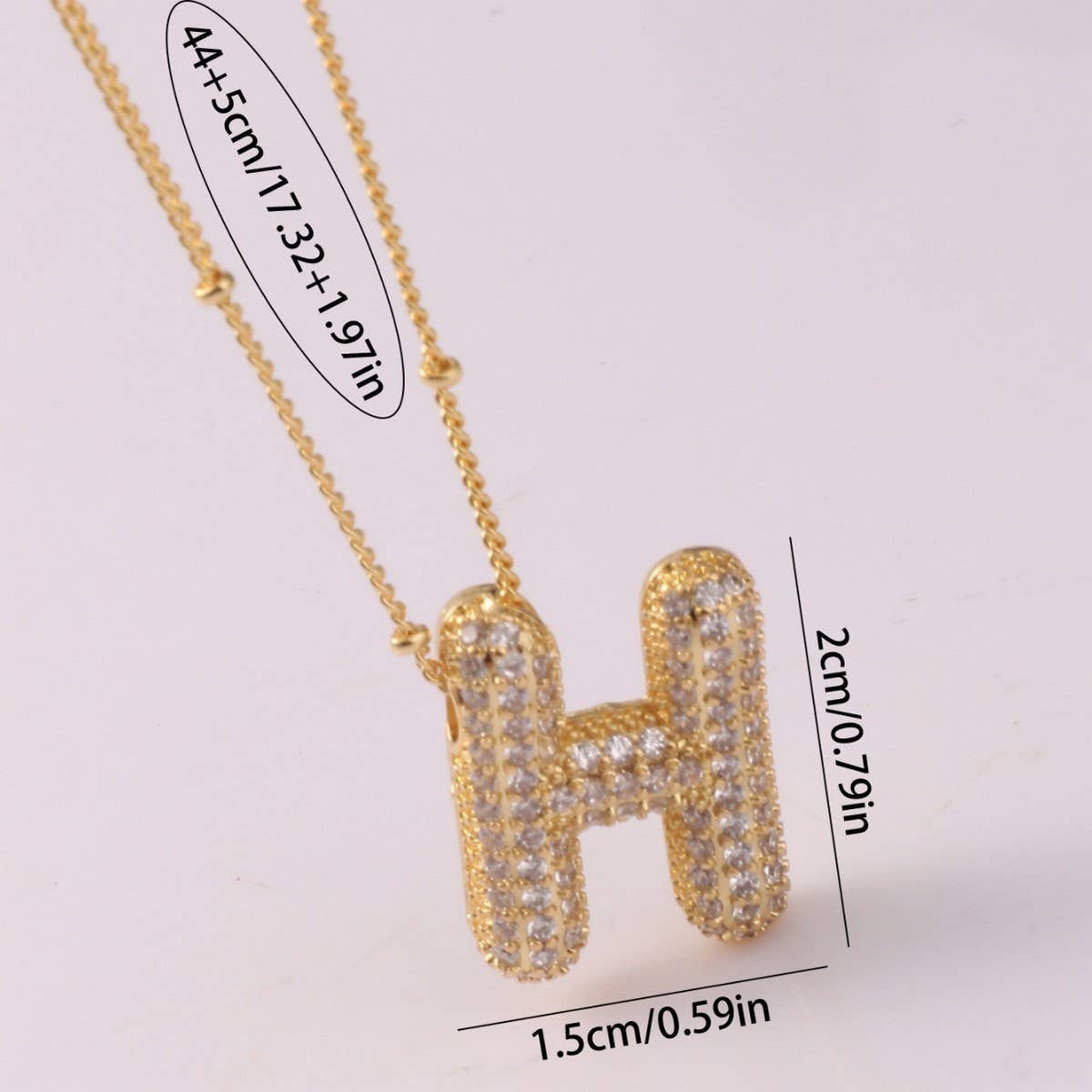 COPPER ZIRCONIA 26 LETTERS PENDANT NECKLACE_CWMM5869