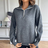 Solid Color Hoodie Loose Zip-Up Pullover Sweater