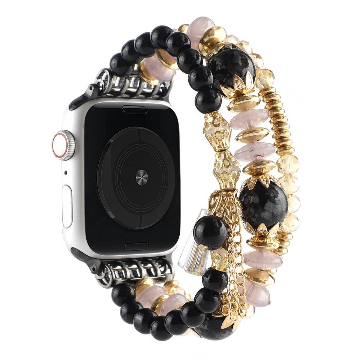 APPLE WATCH 7 1 THREE ROW PEARL ELASTIC STRAP_CWASC1563