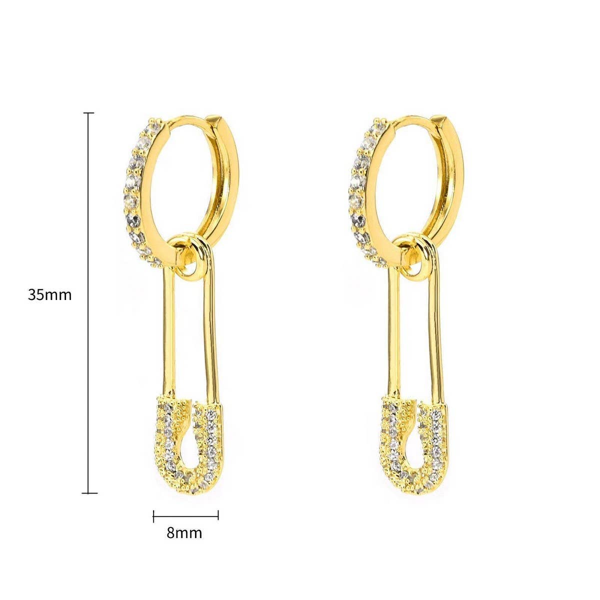 FASHIONABLE DESIGN PAPERCLIP ZIRCONIA EARRINGS_CWAJE5131