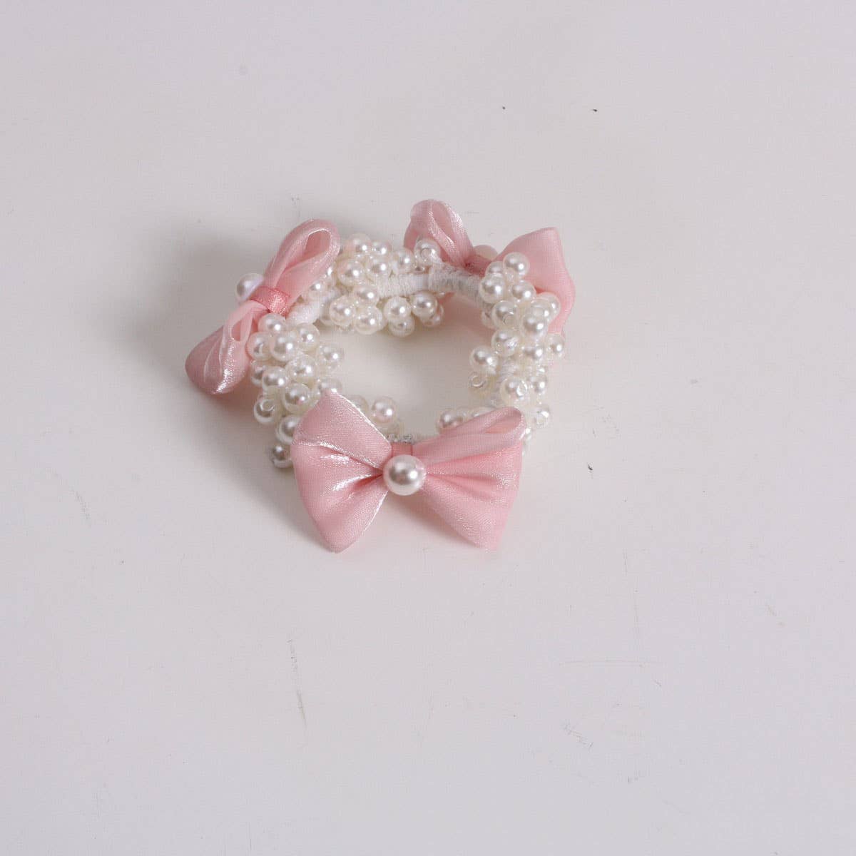 BOHO BOW PEARL SCRUNCHIE SWEET SUMMER HAIR TIE_CWAHA6778