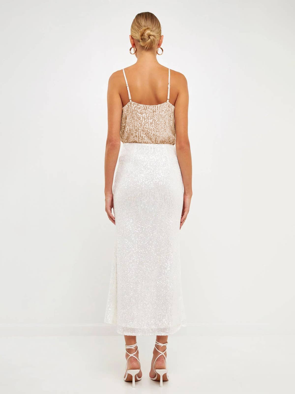 V-Neck Casual Sequined Bead Strappy Vest