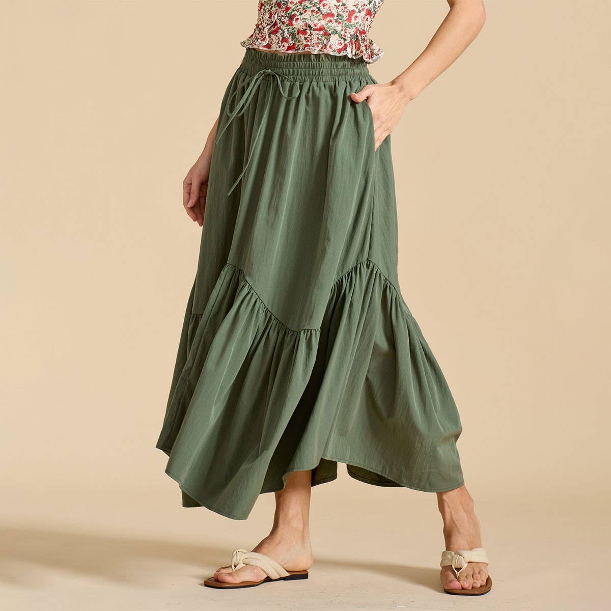 Wave Tie Adjustable Skirt Long Swing Skirt_Cwbss0417