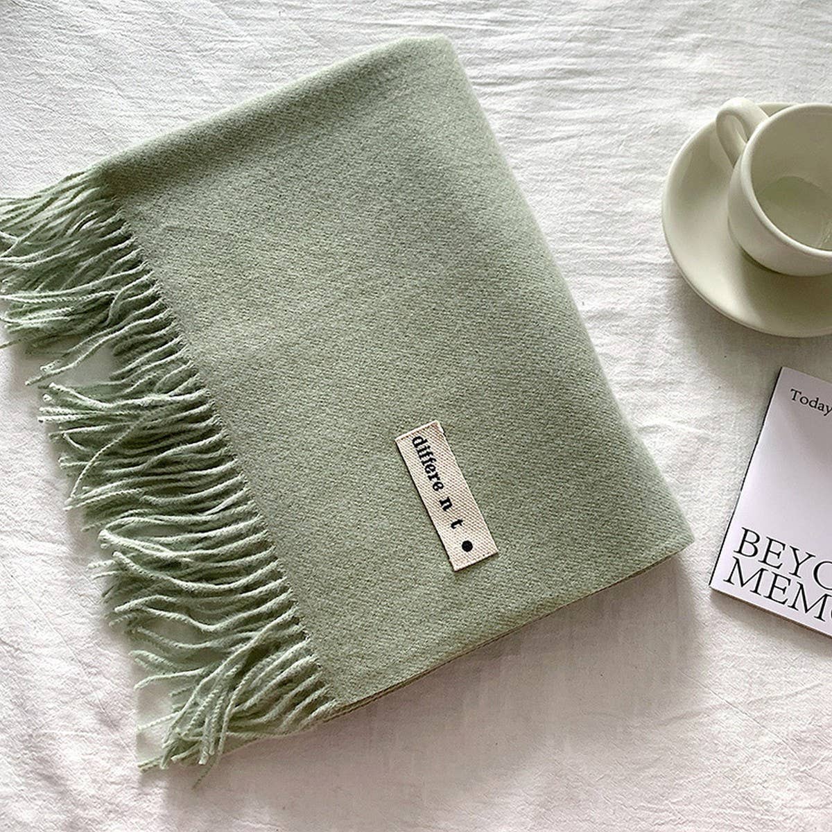 COLORBLOCK TASSEL SCARF THICK WRAP FOR STUDENTS_CWASC2281