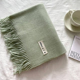 COLORBLOCK TASSEL SCARF THICK WRAP FOR STUDENTS_CWASC2281