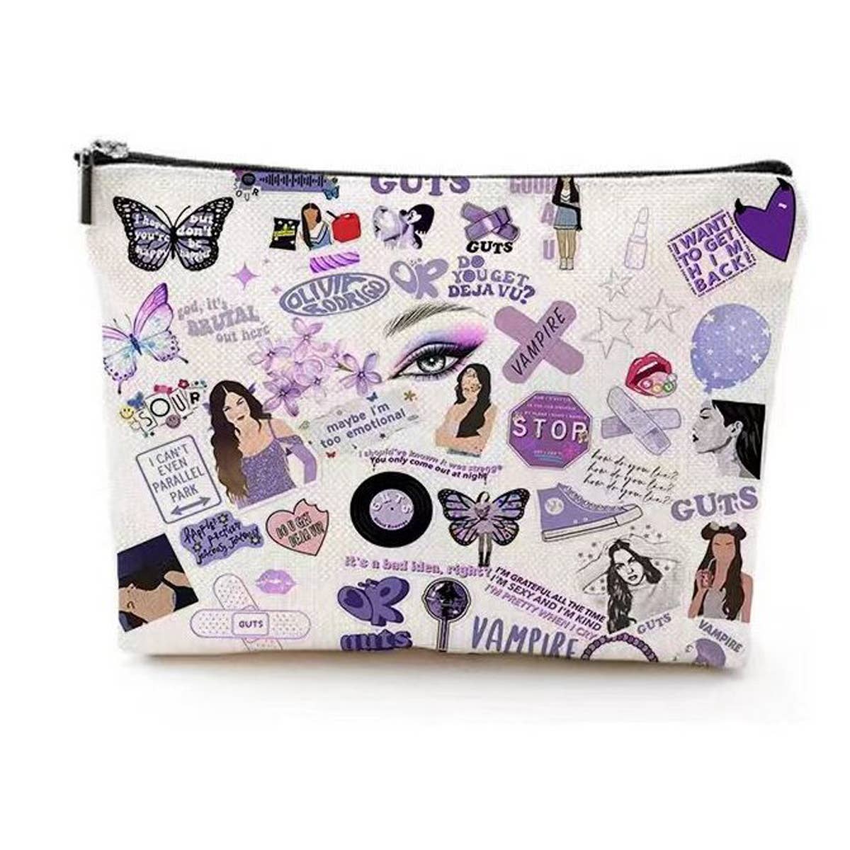 PINK LETTER DOUBLE SIDED PRINTED COSMETIC BAG_CWAB2247