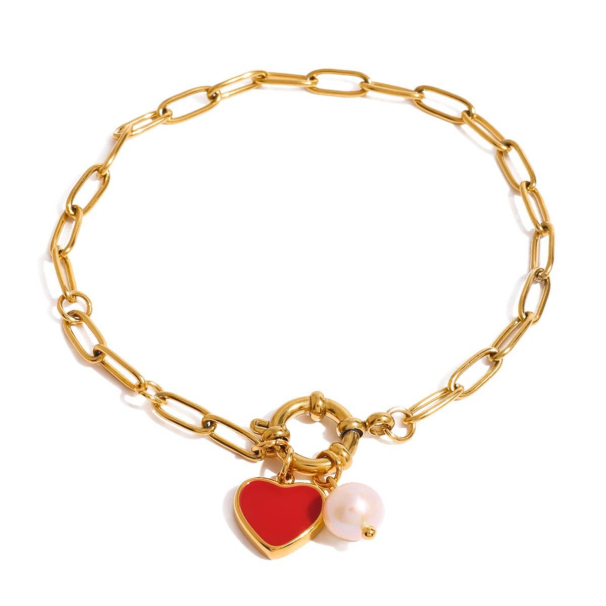 LUXURY PEARL BRACELET WITH ENAMEL HEART CHARM 18K_CWAJE4720