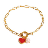 LUXURY PEARL BRACELET WITH ENAMEL HEART CHARM 18K_CWAJE4720