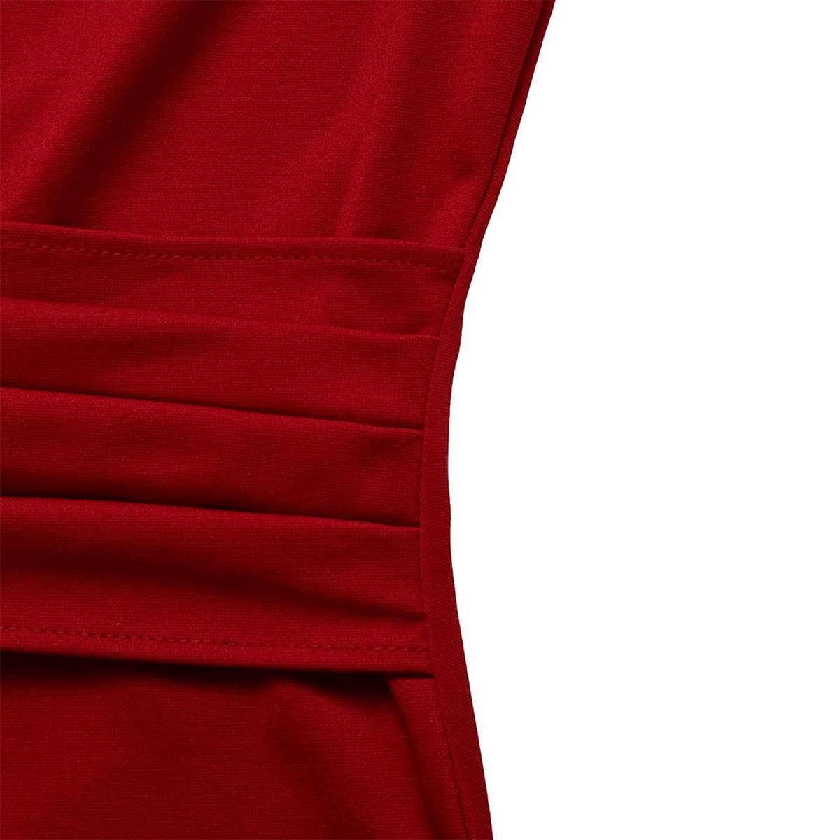 SOLID COLOR ROUND NECK HIP COMMUTER DRESS_CWDMD3699