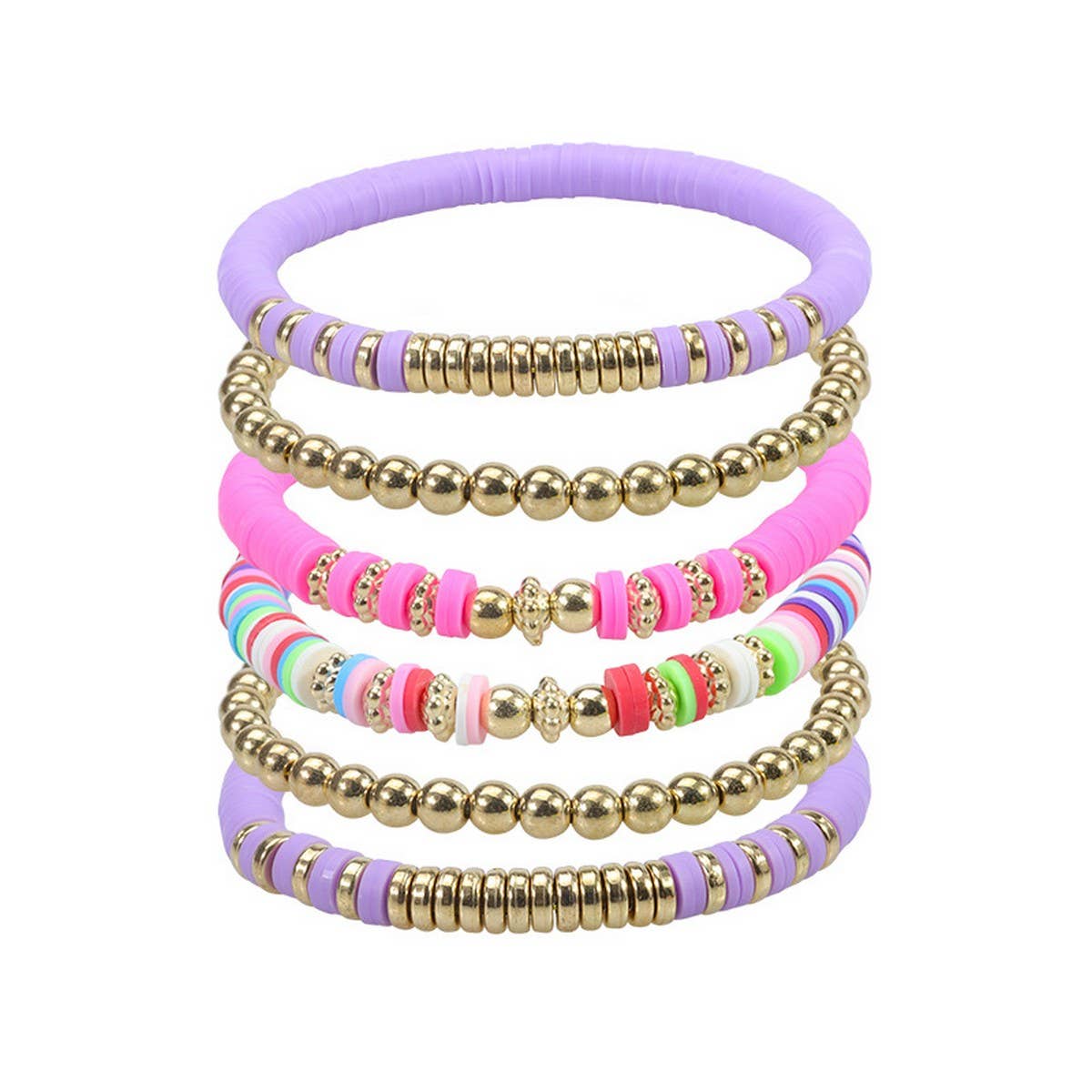 COLORFUL SOFT CERAMIC BEADED BRACELET SET_CWAJE0720