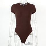 Sexy Round Neck Short Sleeved Bodycon Bodysuit_Cwtbls0313