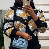 Vintage Three-Dimensional Flower Loose Cardigan