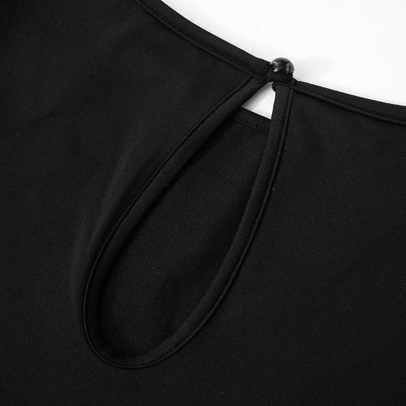 Solid Color Crew Neck Patchwork Long Sleeve Top