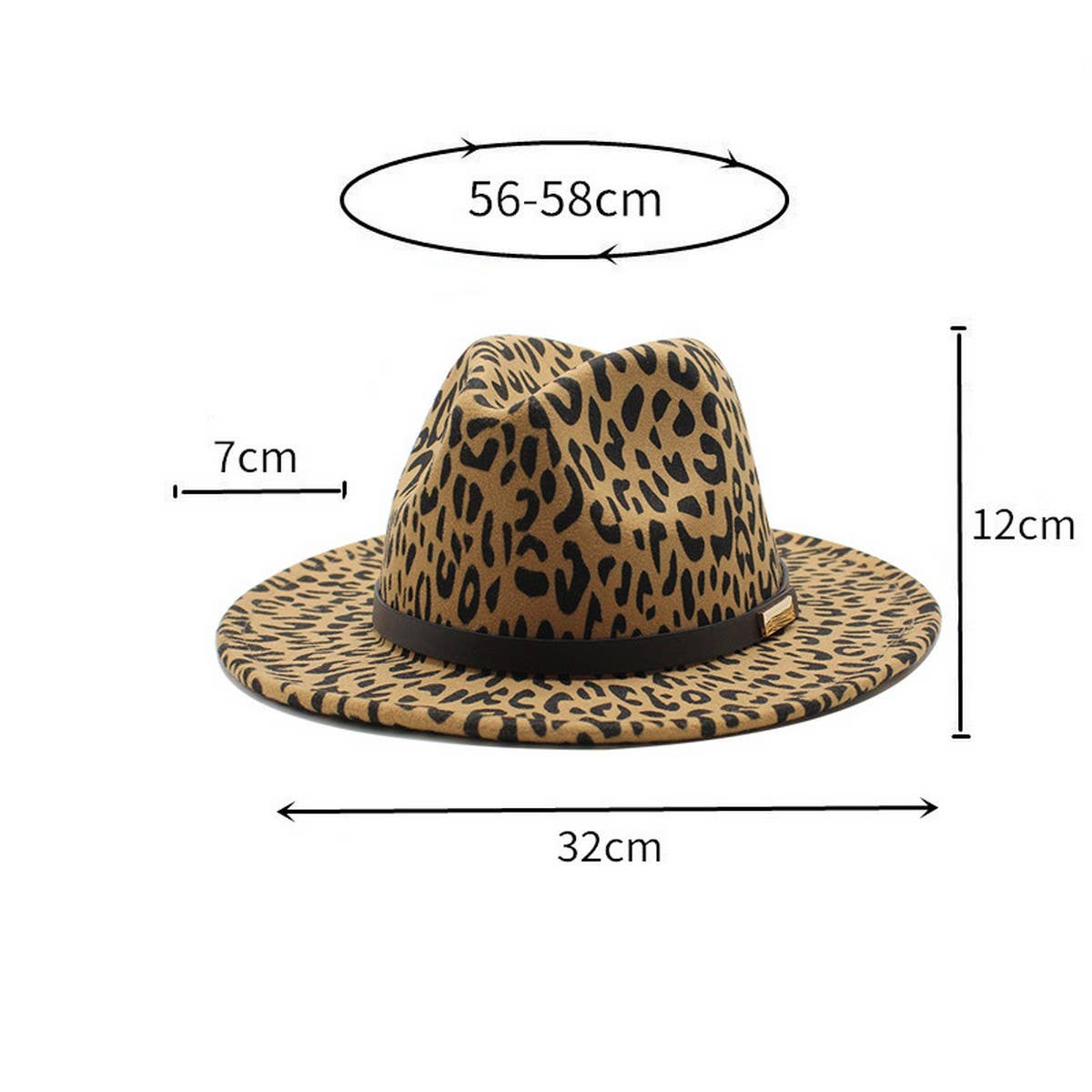 LEOPARD PRINT WOOLEN WIDE BRIM HAT COUPLE JAZZ HAT_CWAH2539