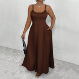 CHIC PLUS SIZE SLEEVELESS WAIST TIED LONG DRESS_CWDMD6050