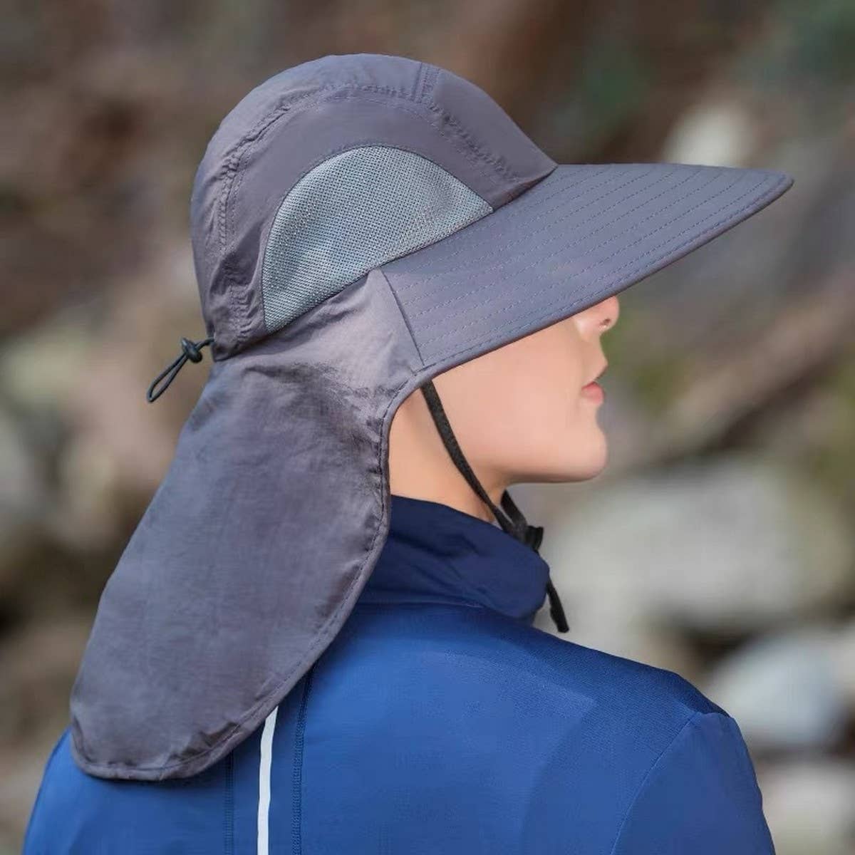 LARGE BRIM OUTDOOR FACE AND NECK SUN HAT_CWAH1470