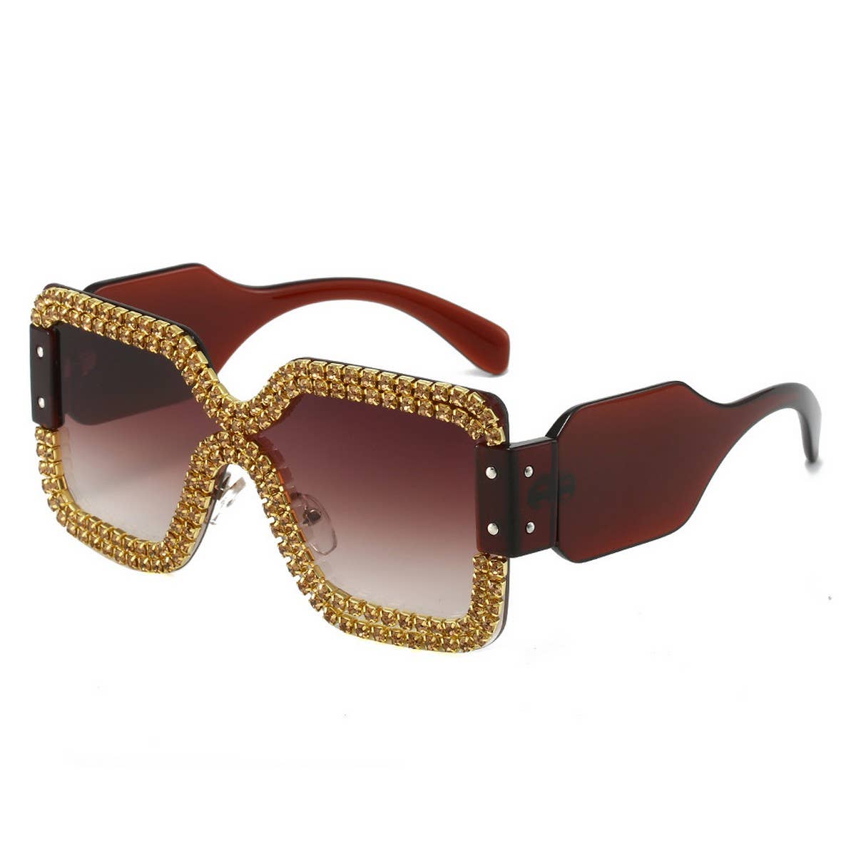FRAMELESS ONE PIECE DOUBLE ROW DIAMOND SUNGLASSES_CWASG0766