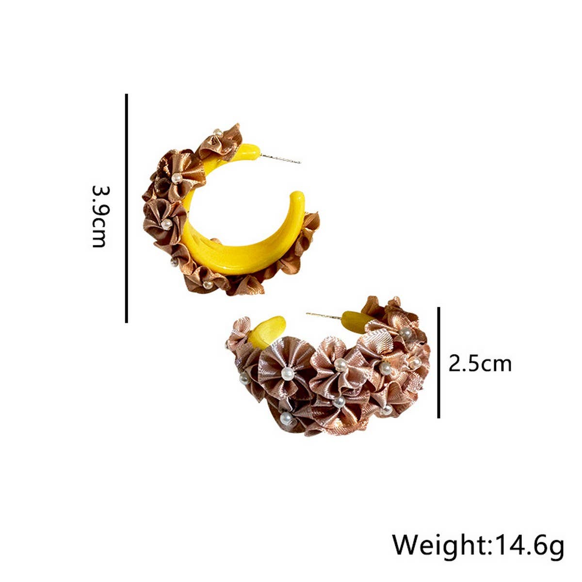 HANDMADE FABRIC FLOWER C HOOP EARRINGS FRESH STYLE_CWMM6280