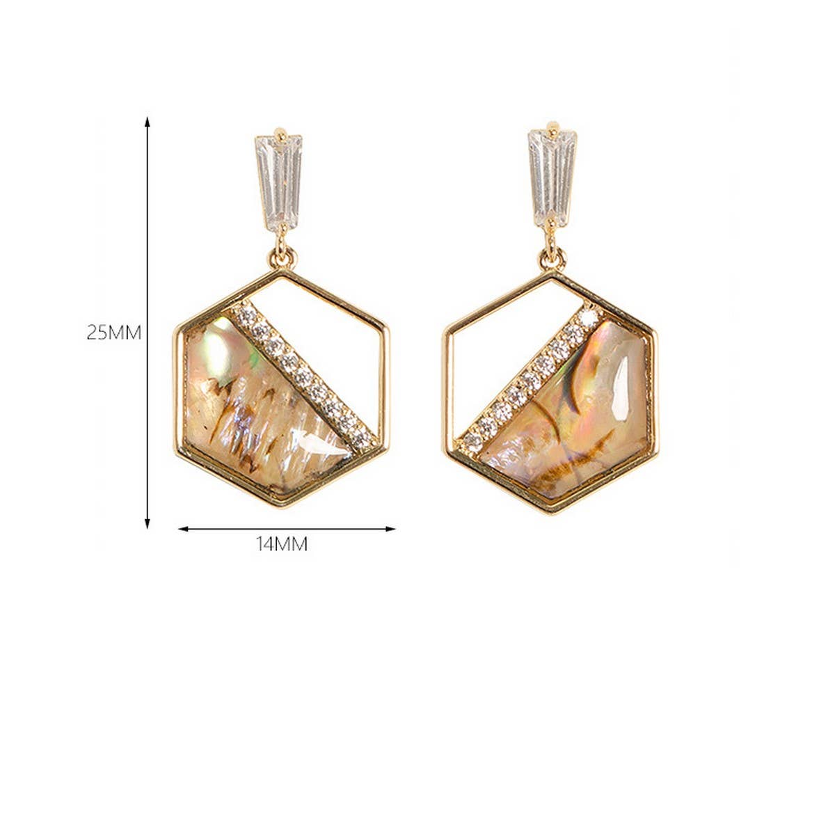 ABALONE DIAMOND ZIRCON PENDANT EARRINGS_CWMM4300