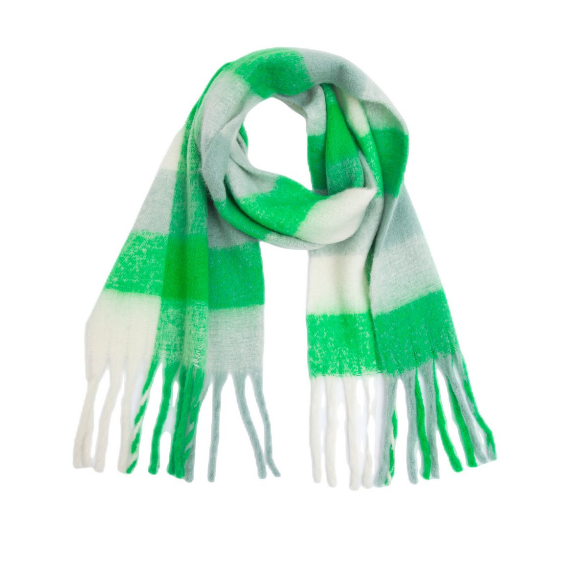 PLAID PATTERN FRINGE TRIM WINTER SCARF_CWASC2691