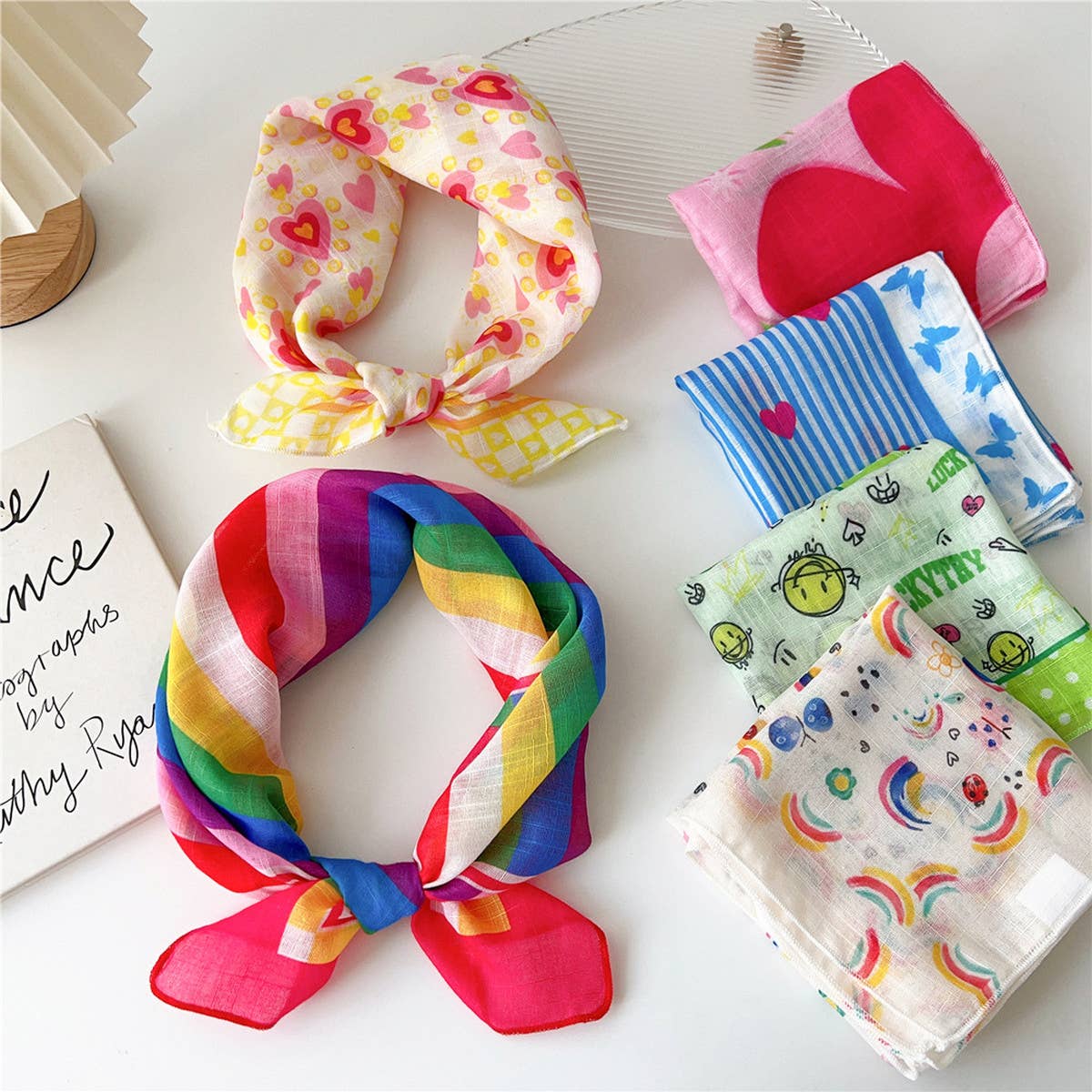 COTTON LINEN FLORAL SQUARE SCARF FOR WOMEN_CWASC0852