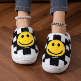 HOME CHECKERBOARD SMILEY FACE COTTON SLIPPERS_CWSHS0559
