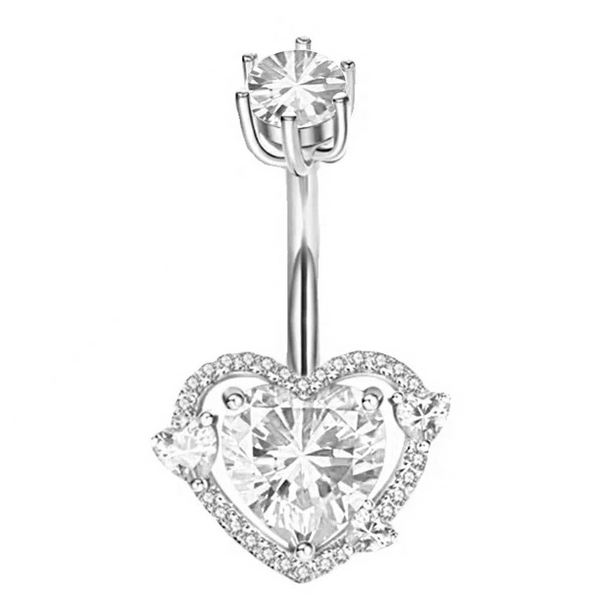 HEART CZ BELLY BUTTON RING HYPOALLERGENIC_CWMM9177